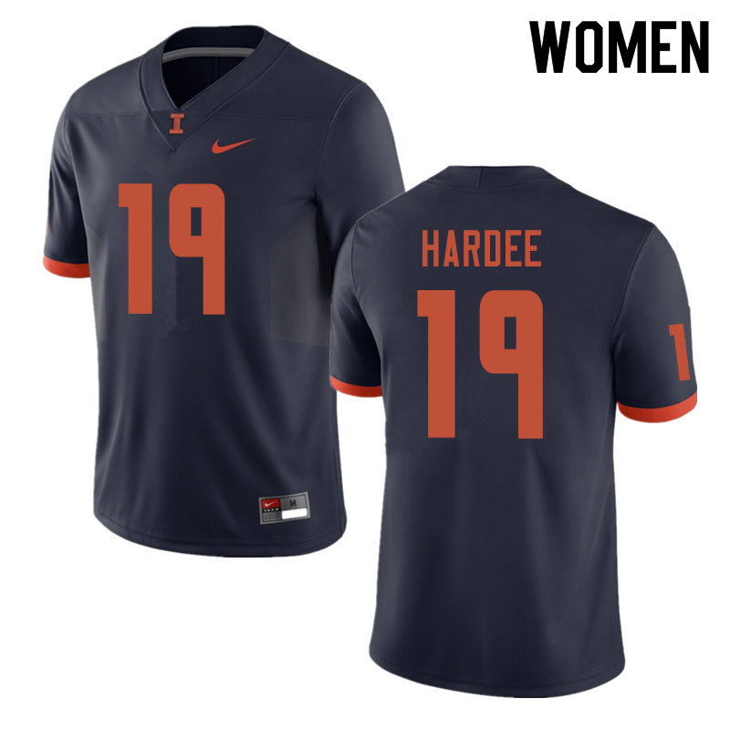 Women #19 Justin Hardee Illinois Fighting Illini College Football Jerseys Sale-Navy